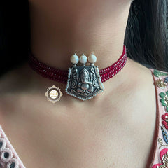 Ruhaniyat Modern Maharani Ruby Ganesha Necklace