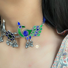 Majestic Peacock Statement Afghan Necklace