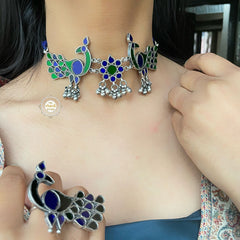 Majestic Peacock Statement Afghan Necklace