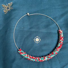 Rustic Romance Turquoise -Coral Wire Hasli