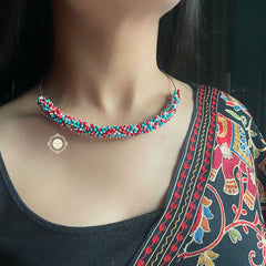 Rustic Romance Turquoise -Coral Wire Hasli