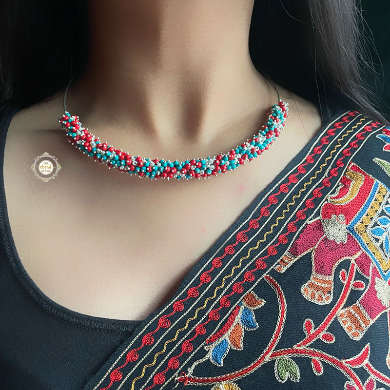 Rustic Romance Turquoise -Coral Wire Hasli