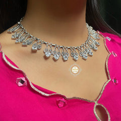 Sterling Silver Splendid Zircon Stone Tilak Necklace Set