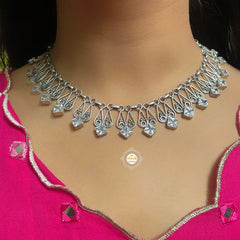 Sterling Silver Splendid Zircon Stone Tilak Necklace Set