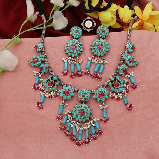 Turquoise Overload Necklace With Earring