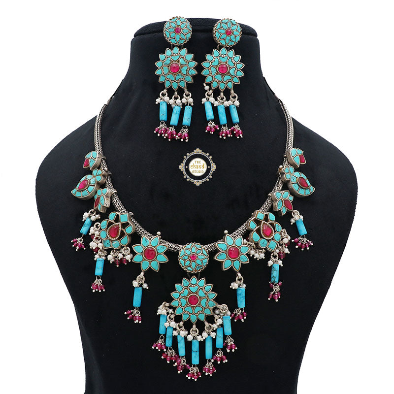 Turquoise Overload Necklace With Earring