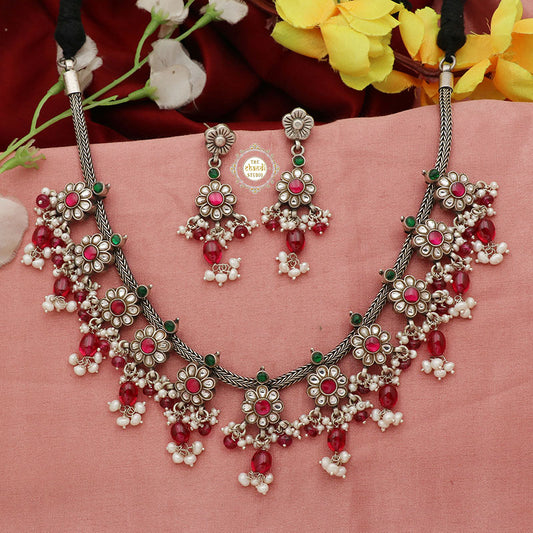 Muhurat Floral Paradise Kundan Ruby Necklace with Earring