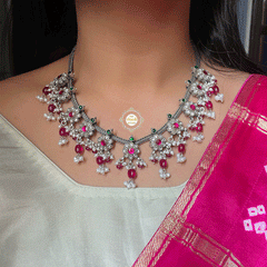 Muhurat Floral Paradise Kundan Ruby Necklace with Earring