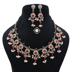 Muhurat Floral Paradise Kundan Ruby Necklace with Earring