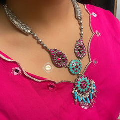 Summertime Turquoise- Ruby Chitai Necklace Set