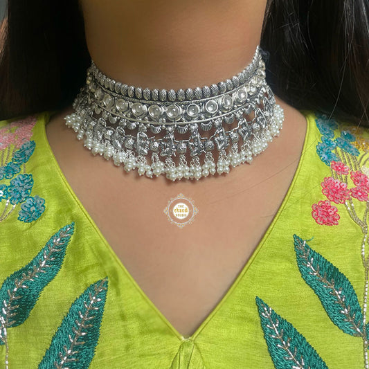 Utsav Nritya Freshwater Pearl Choker Necklace With Earring