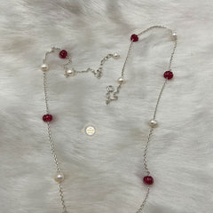 Rustic Romance Pearl Ruby Chain