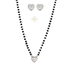 Sparkling Treasure Mangalsutra Heart Necklace Set With Earrings