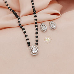 Sparkling Treasure Mangalsutra Pear Necklace Set With Earrings