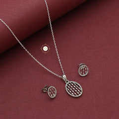 Sterling Silver Sparkling Treasure Oval Necklace Set