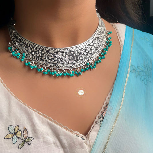 Sterling Silver Chitai Turquoise Drop Necklace