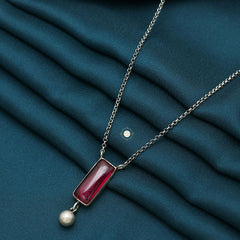 Ruby Ball Drop Necklace