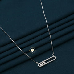 Sparkling Silver Seesaw Necklace