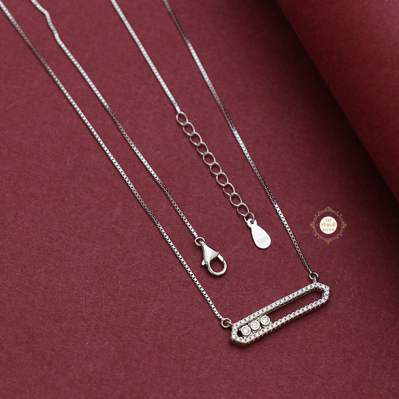 Sparkling Silver Seesaw Necklace