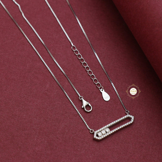 Sparkling Silver Seesaw Necklace