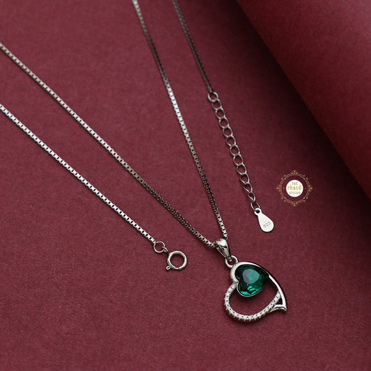 Sparkling Silver Heart Necklace