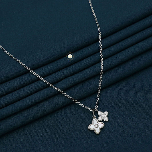 Sparkling Silver Mini Flower Necklace