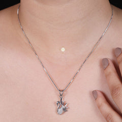 Sparkling Silver Swan Necklace