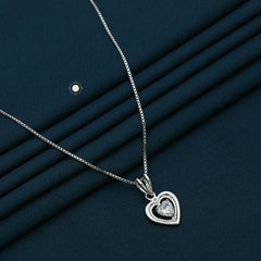 Sparkling Silver I Heart You Necklace