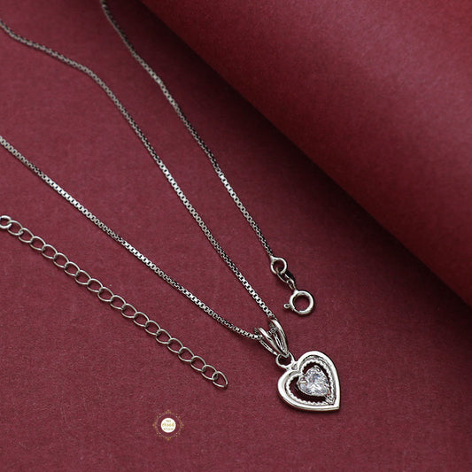 Sparkling Silver I Heart You Necklace