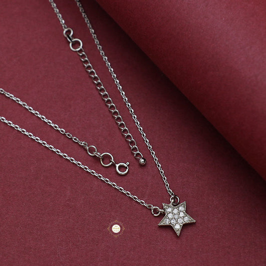 Sparkling Silver Mini Star Necklace