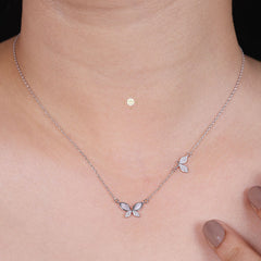 Sparkling Silver Butterfly Kiss Necklace