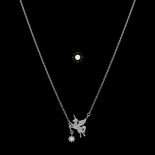 Sparkling Silver Unicorn Necklace