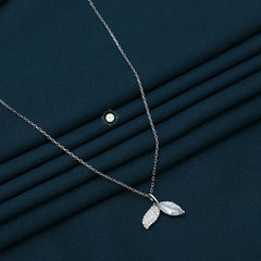 Sparkling Silver Leafy Necklace