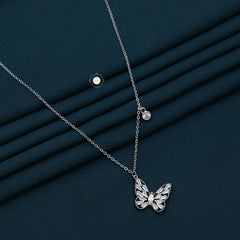 Sparkling Silver Butterfly Necklace