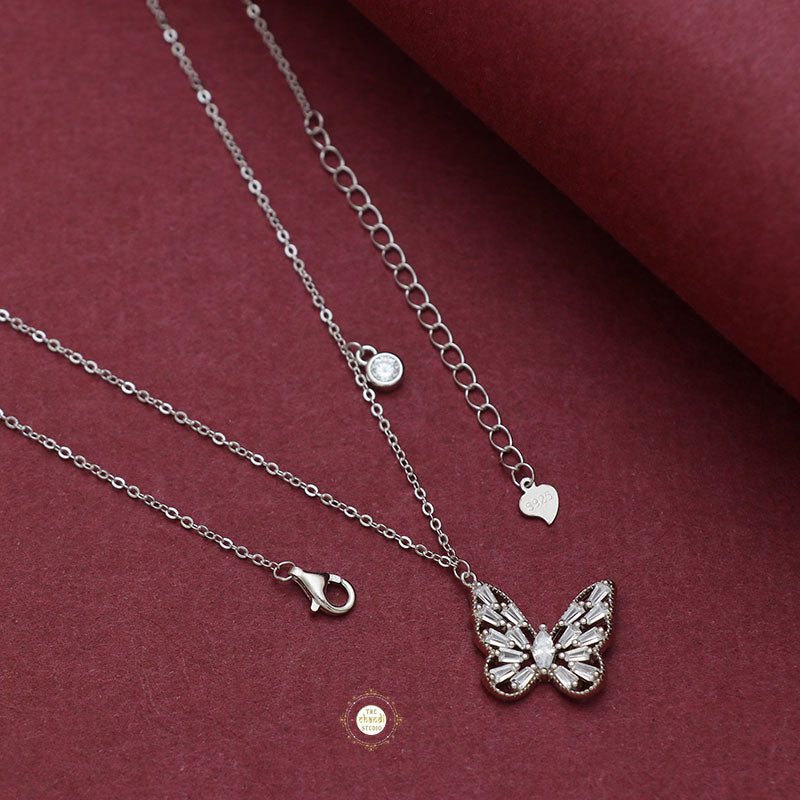 Sparkling Silver Butterfly Necklace