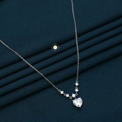 Sparkling Silver Heart Necklace