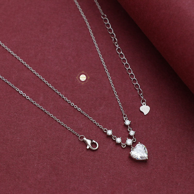 Sparkling Silver Heart Necklace