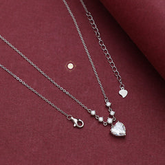 Sparkling Silver Heart Necklace