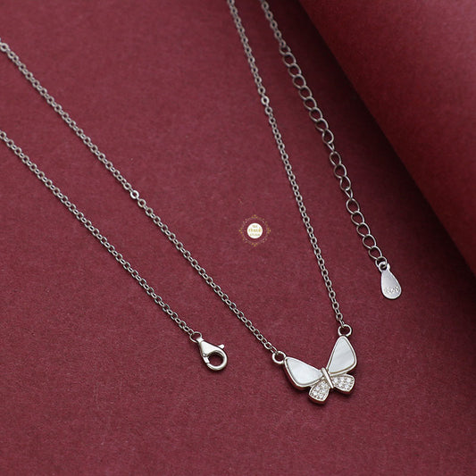 Sparkling Silver Butterfly Necklace