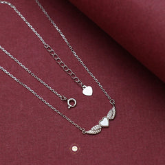 Sparkling Silver Flying Hearts Necklace