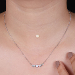 Sparkling Silver Flying Hearts Necklace