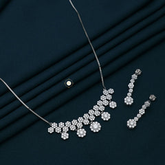 Sparkling Silver Sparkle Serenade Necklace With Earring