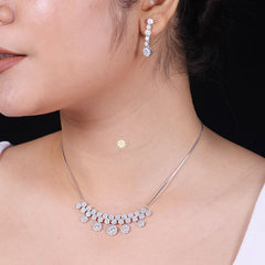 Sparkling Silver Sparkle Serenade Necklace With Earring