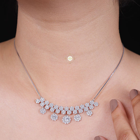 Sparkling Silver Sparkle Serenade Necklace With Earring