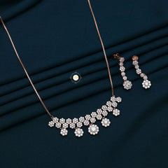 Sparkling Silver Moonlit Necklace With Earring