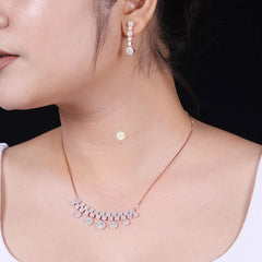 Sparkling Silver Moonlit Necklace With Earring