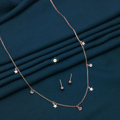 Sparkling Silver Twinkling Necklace With Earring