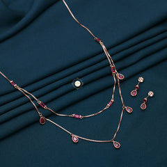 Sparkling Silver Ruby Harmony Necklace With Earring