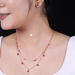 Sparkling Silver Ruby Harmony Necklace With Earring