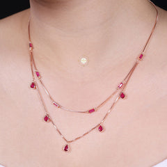 Sparkling Silver Ruby Harmony Necklace With Earring